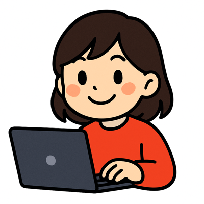 ノートパソコンに向かうのえのイラスト